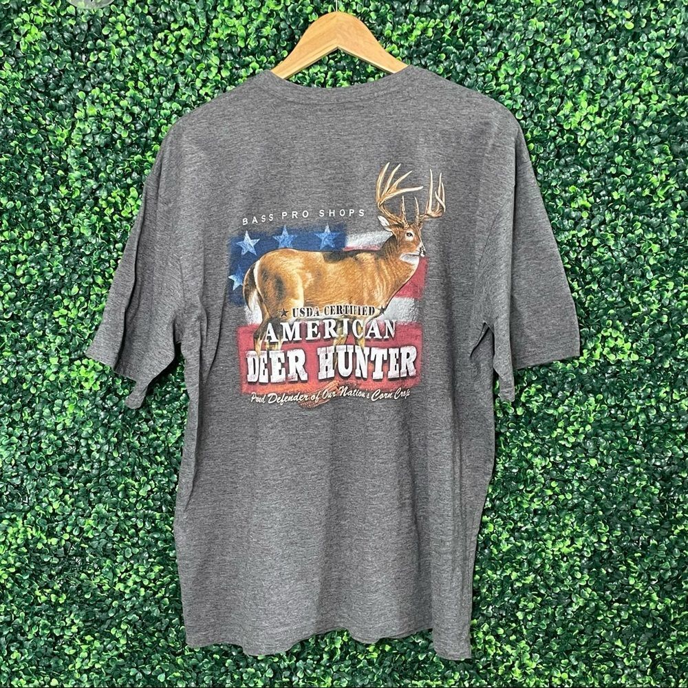 Deer Hunter Bass Pro Shops Grey Graphic Tee Sz XL